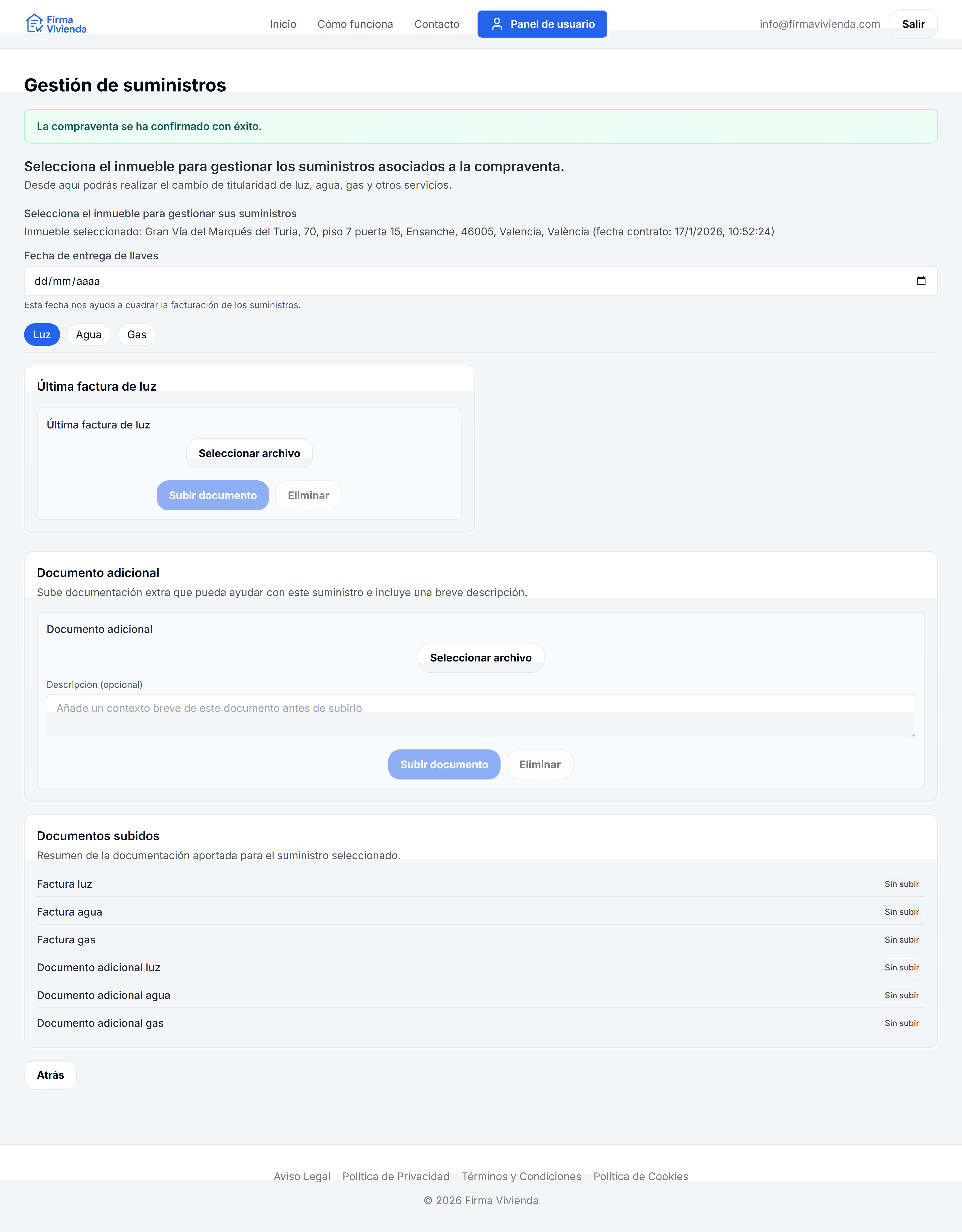 Gestión de suministros (vista vendedor)